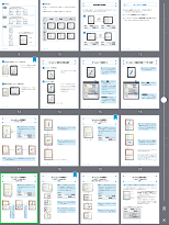 Smooth Reader ピンチイン操作するとページのサムネール(ページ縮小表示一覧)が現れる。しおりが付いているページにはしおりマークが付く。