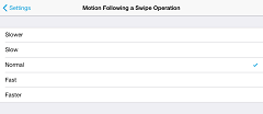 Setting for Motion Following a Swipe Operation